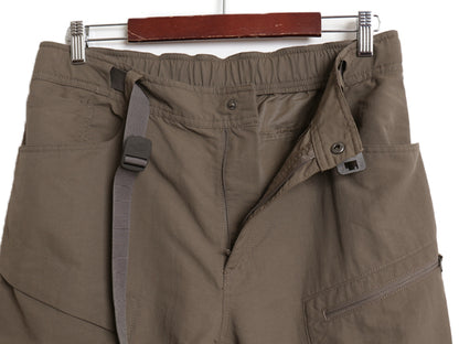 US企画 ノースフェイス 2WAY ナイロン カーゴ コンバーチブル パンツ メンズ M アウトドア ショートパンツ ロングパンツ ワンポイント 茶