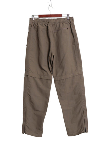 US企画 ノースフェイス 2WAY ナイロン カーゴ コンバーチブル パンツ メンズ M アウトドア ショートパンツ ロングパンツ ワンポイント 茶