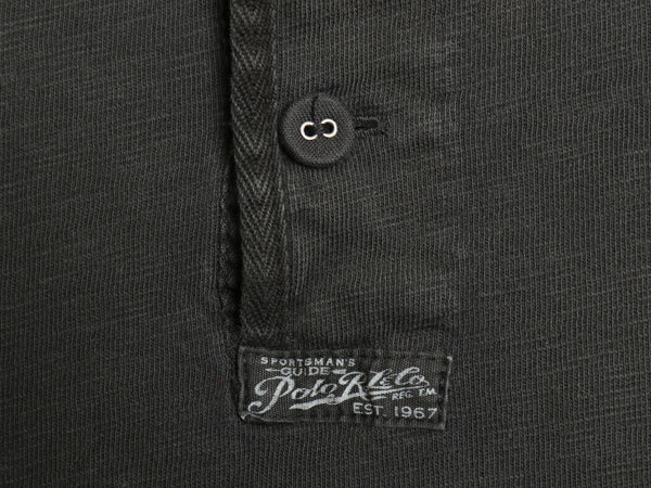 ポロ ラルフローレン ヘンリーネック 長袖 Tシャツ メンズ XL / ロンT カットソー シングルステッチ スラブ織り インナー 大きいサイズ 黒