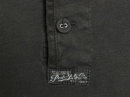 ポロ ラルフローレン ヘンリーネック 長袖 Tシャツ メンズ XL / ロンT カットソー シングルステッチ スラブ織り インナー 大きいサイズ 黒
