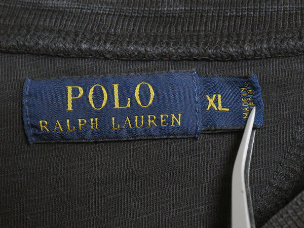 ポロ ラルフローレン ヘンリーネック 長袖 Tシャツ メンズ XL / ロンT カットソー シングルステッチ スラブ織り インナー 大きいサイズ 黒
