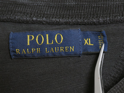 ポロ ラルフローレン ヘンリーネック 長袖 Tシャツ メンズ XL / ロンT カットソー シングルステッチ スラブ織り インナー 大きいサイズ 黒