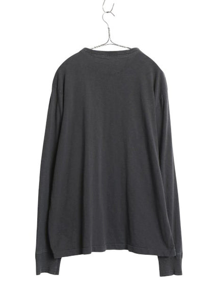 ポロ ラルフローレン ヘンリーネック 長袖 Tシャツ メンズ XL / ロンT カットソー シングルステッチ スラブ織り インナー 大きいサイズ 黒