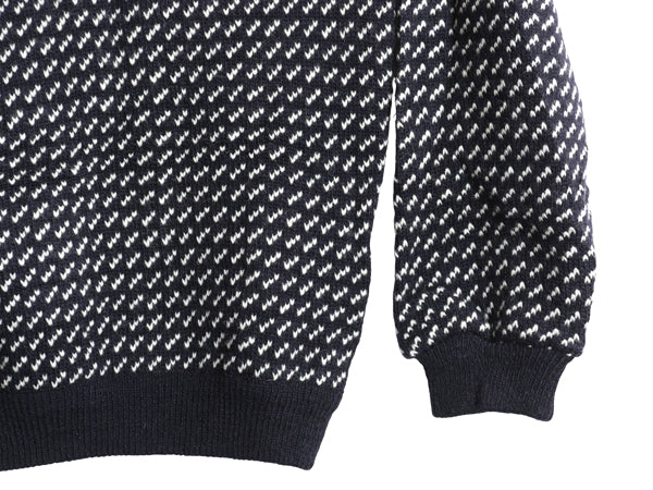 80s ノルウェー製 エルエルビーン バーズアイ ニット セーター メンズ L / 旧タグ ヴィンテージ ウール ノルディック 総柄 ツートン 紺 白