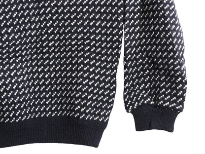 80s ノルウェー製 エルエルビーン バーズアイ ニット セーター メンズ L / 旧タグ ヴィンテージ ウール ノルディック 総柄 ツートン 紺 白