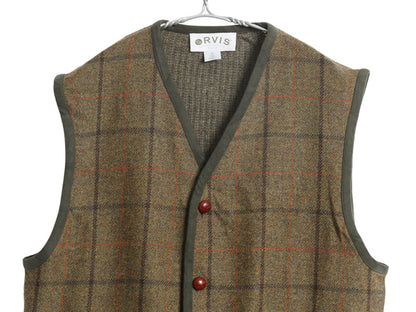 デッドストック 00s オービス チェック ウール ベスト メンズ M / 新品 オールド ニット セーター 切替 重ね着 ポケット付き マルチカラー