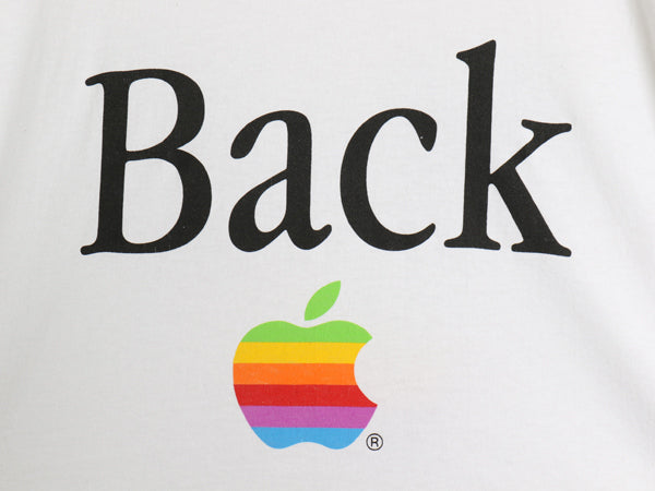 90s ★ アップル レインボー ロゴ 両面 プリント Tシャツ メンズ L オールド 企業物 当時物 MAC コンピューター ジョーク グラフィック 白