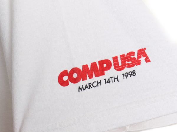 90s ★ アップル レインボー ロゴ 両面 プリント Tシャツ メンズ L オールド 企業物 当時物 MAC コンピューター ジョーク グラフィック 白