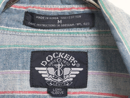 90s ドッカーズ リーバイス ストライプ 長袖 ボタンダウン シャツ メンズ M オールド 長袖シャツ オックスフォード コットン マルチカラー