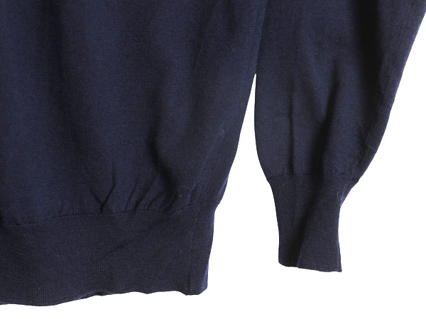 60s 70s イギリス製 ★ アランペイン ウール ニット ポロシャツ メンズ M / 古着 ヴィンテージ 襟付き ハイゲージ セーター シャツ 無地 紺