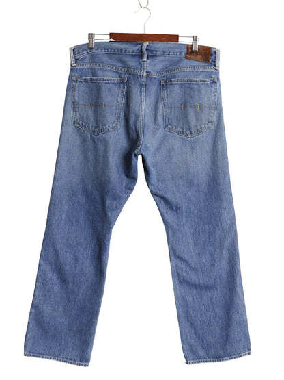 ポロ ラルフローレン デニム パンツ メンズ 36 30 / ヴィンテージ 加工 ジーンズ ジーパン ワイド ストレート 革パッチ 5ポケット ペンキ