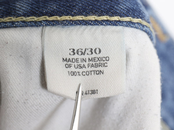 ポロ ラルフローレン デニム パンツ メンズ 36 30 / ヴィンテージ 加工 ジーンズ ジーパン ワイド ストレート 革パッチ 5ポケット ペンキ