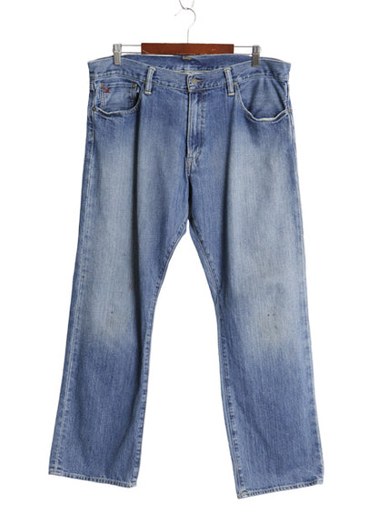 ポロ ラルフローレン デニム パンツ メンズ 36 30 / ヴィンテージ 加工 ジーンズ ジーパン ワイド ストレート 革パッチ 5ポケット ペンキ