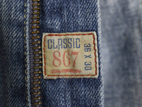 ポロ ラルフローレン デニム パンツ メンズ 36 30 / ヴィンテージ 加工 ジーンズ ジーパン ワイド ストレート 革パッチ 5ポケット ペンキ