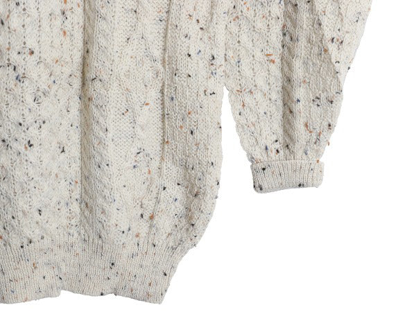 アイルランド製 aran crafts フィッシャーマン ウール ニット セーター メンズ XL / アラン ケーブル ローゲージ 大きいサイズ ナチュラル