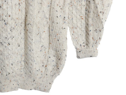 アイルランド製 aran crafts フィッシャーマン ウール ニット セーター メンズ XL / アラン ケーブル ローゲージ 大きいサイズ ナチュラル