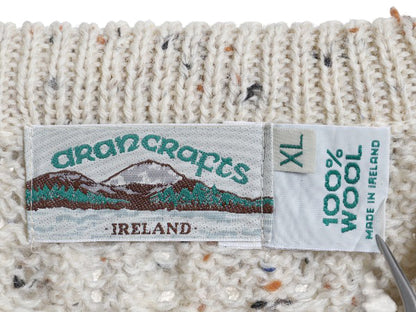 アイルランド製 aran crafts フィッシャーマン ウール ニット セーター メンズ XL / アラン ケーブル ローゲージ 大きいサイズ ナチュラル