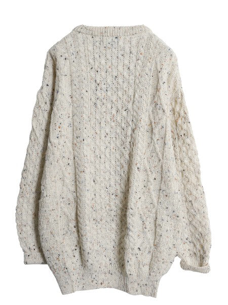 アイルランド製 aran crafts フィッシャーマン ウール ニット セーター メンズ XL / アラン ケーブル ローゲージ 大きいサイズ ナチュラル
