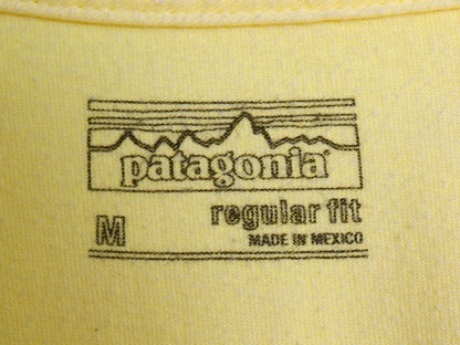 パタゴニア 両面 プリント 半袖 Tシャツ メンズ M 17年製 アウトドア P6 ボックスロゴ オーガニック コットン カットソー クルーネック 黄