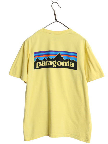 パタゴニア 両面 プリント 半袖 Tシャツ メンズ M 17年製 アウトドア P6 ボックスロゴ オーガニック コットン カットソー クルーネック 黄