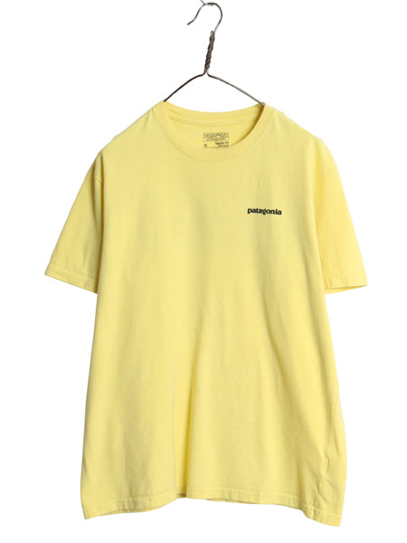 パタゴニア 両面 プリント 半袖 Tシャツ メンズ M 17年製 アウトドア P6 ボックスロゴ オーガニック コットン カットソー クルーネック 黄