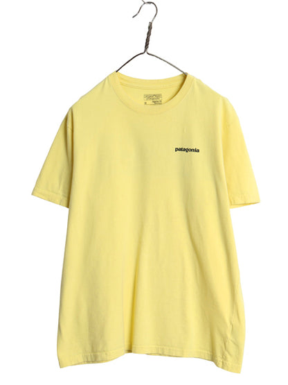 パタゴニア 両面 プリント 半袖 Tシャツ メンズ M 17年製 アウトドア P6 ボックスロゴ オーガニック コットン カットソー クルーネック 黄