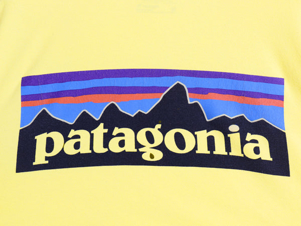 パタゴニア 両面 プリント 半袖 Tシャツ メンズ M 17年製 アウトドア P6 ボックスロゴ オーガニック コットン カットソー クルーネック 黄