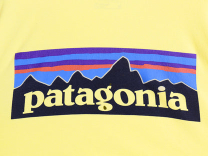 パタゴニア 両面 プリント 半袖 Tシャツ メンズ M 17年製 アウトドア P6 ボックスロゴ オーガニック コットン カットソー クルーネック 黄