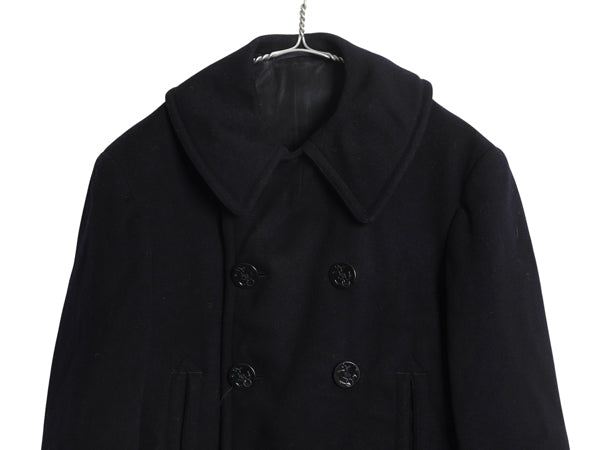 40s ★ 米軍実物 USN ネイビー 10ボタン Pコート メンズ M 古着 / ヴィンテージ ミリタリー NAVY 海軍 メルトン ウール ピーコート 無地 紺