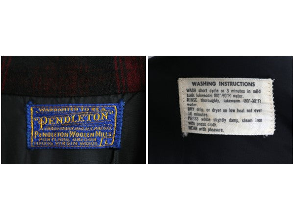 50s USA製 ★ ペンドルトン チェック オープンカラー ウール シャツ メンズ L / 古着 ヴィンテージ 開襟 ループ留め ボックス ボード 黒 赤