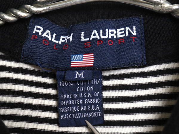 90s USA製 ポロスポーツ ラルフローレン ボーダー 半袖 ポロシャツ メンズ レディース M / ポロ 半袖シャツ スムース コットン ストレッチ 