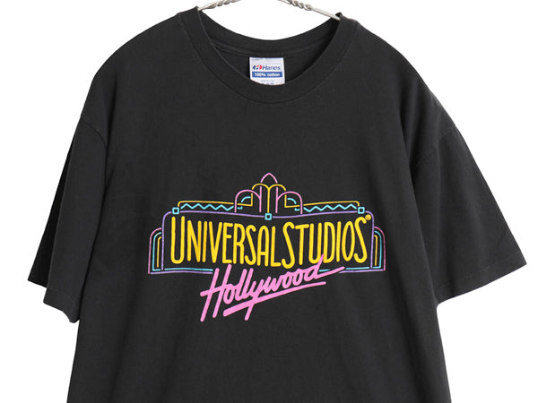 90s USA製 ユニバーサルスタジオ イラスト プリント 半袖 Tシャツ メンズ XL 古着 オールド 企業 シングルステッチ 大きいサイズ ブラック