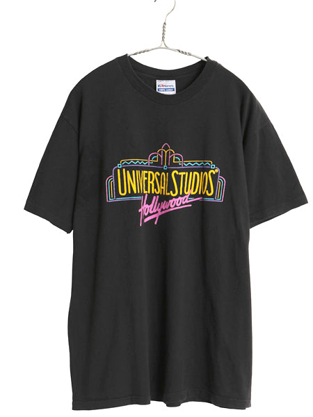 90s USA製 ユニバーサルスタジオ イラスト プリント 半袖 Tシャツ メンズ XL 古着 オールド 企業 シングルステッチ 大きいサイズ ブラック