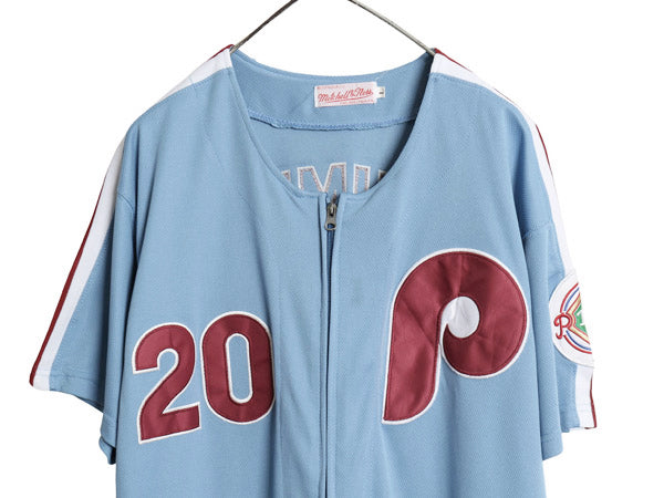 フィリーズ ベースボール シャツ メンズ L / MLB オフィシャル ミッチェルアンドネス フルジップ 大リーグ ユニフォーム ゲームシャツ 野球