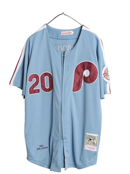 フィリーズ ベースボール シャツ メンズ L / MLB オフィシャル ミッチェルアンドネス フルジップ 大リーグ ユニフォーム ゲームシャツ 野球