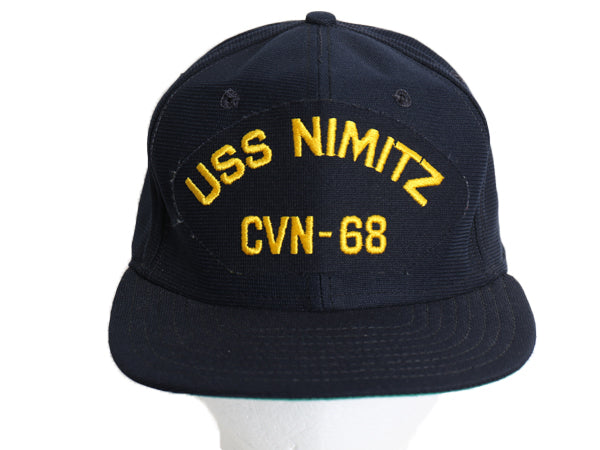 デッドストック 80s USA製 ニューエラ US NAVY 刺繍 ベースボール キャップ フリーサイズ 帽子 ヴィンテージ 軍物 トラッカー ミリタリー