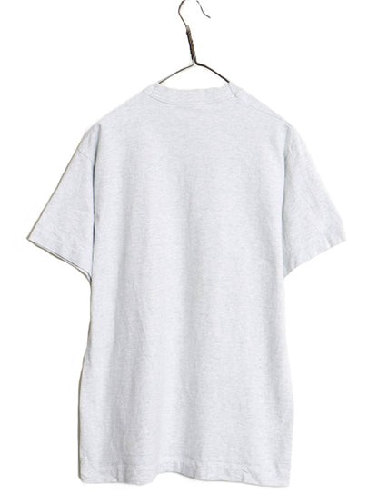 90s USA製 2段 カレッジ プリント 半袖 Tシャツ メンズ L / オールド シングルステッチ ヘビーウェイト コットン フルーツオブザルーム 灰