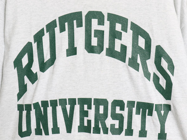 90s USA製 2段 カレッジ プリント 半袖 Tシャツ メンズ L / オールド シングルステッチ ヘビーウェイト コットン フルーツオブザルーム 灰