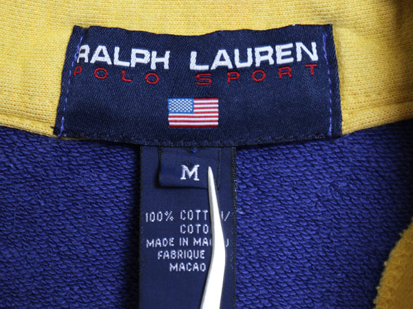 90s ポロスポーツ ラルフローレン ハーフジップ スウェット メンズ レディース M オールド ハイネック プルオーバー ロゴプリント ツートン