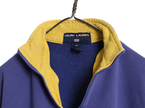 90s ポロスポーツ ラルフローレン ハーフジップ スウェット メンズ レディース M オールド ハイネック プルオーバー ロゴプリント ツートン