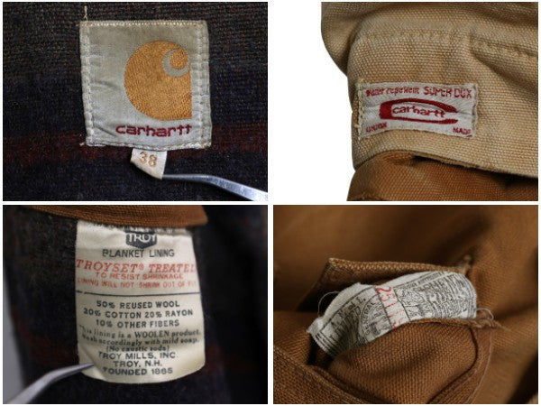 60s USA製 ★ カーハート チョア コート メンズ M 古着 ヴィンテージ ダック ジャケット カバーオール ブランケット ライナー付き ブラウン