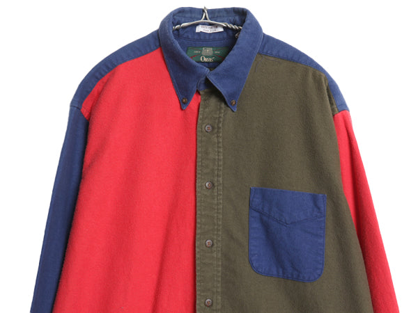90s USA製 オービス シャモア クロス ボタンダウン シャツ メンズ L / オールド クレイジーパターン ネルシャツ フランネル マルチカラー