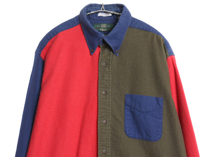 90s USA製 オービス シャモア クロス ボタンダウン シャツ メンズ L / オールド クレイジーパターン ネルシャツ フランネル マルチカラー