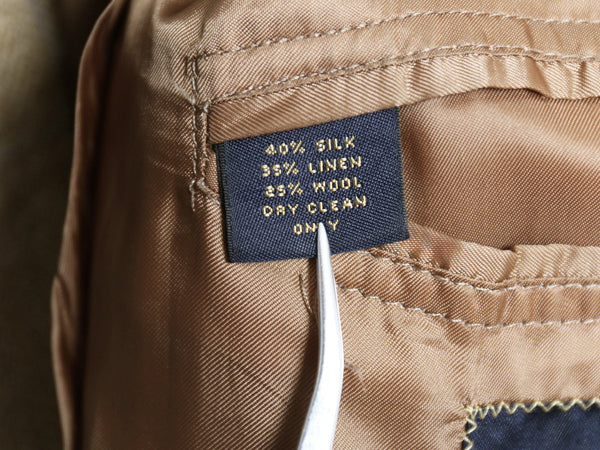 イタリア製 ブルックスブラザーズ テーラード ジャケット メンズ XL 程 古着 チェック ブレザー シルク リネン ウール サマー 大きいサイズ