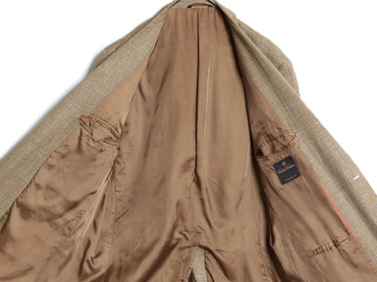 イタリア製 ブルックスブラザーズ テーラード ジャケット メンズ XL 程 古着 チェック ブレザー シルク リネン ウール サマー 大きいサイズ