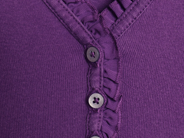 00s ローレン ラルフローレン Vネック 長袖 Tシャツ レディース M オールド 7分袖 カットソー コットン ストレッチ 襟レース きれいめ 無地