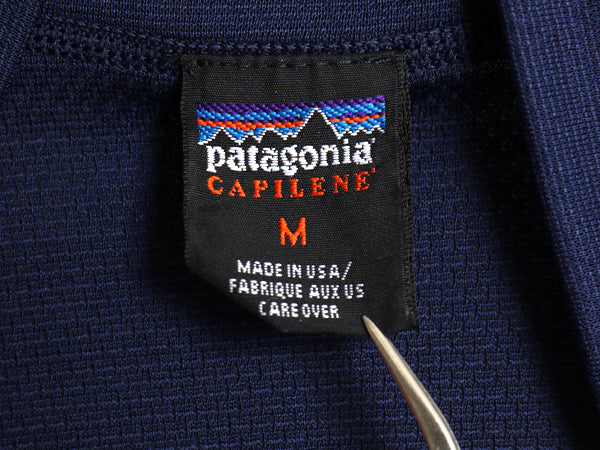 00s USA製 パタゴニア キャプリーン 長袖 Tシャツ メンズ M / オールド 00年製 アウトドア ハーフジップ ハイネック ロンT ストレッチ 無地