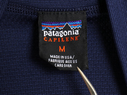 00s USA製 パタゴニア キャプリーン 長袖 Tシャツ メンズ M / オールド 00年製 アウトドア ハーフジップ ハイネック ロンT ストレッチ 無地