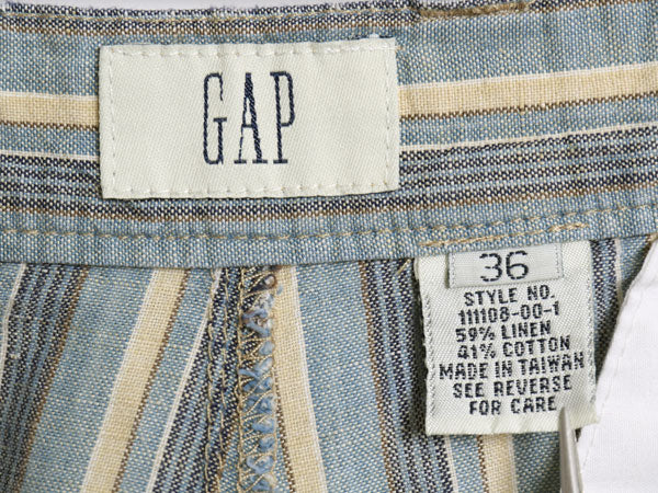 00s オールド ギャップ ストライプ ショートパンツ メンズ 36 / リネン コットン ショーツ 短パン ノータック ハーフパンツ マルチカラー