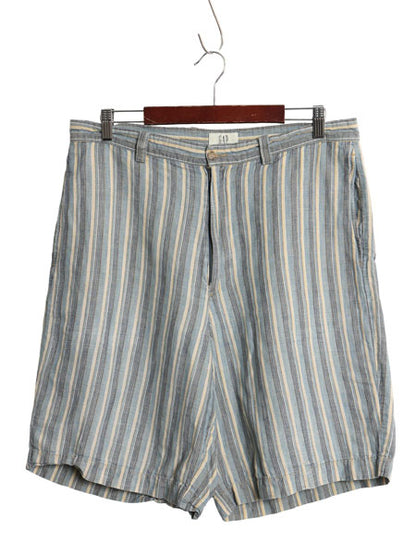 00s オールド ギャップ ストライプ ショートパンツ メンズ 36 / リネン コットン ショーツ 短パン ノータック ハーフパンツ マルチカラー